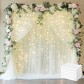 Fomcet Tulle Backdrop Curtains Ivory 30FT X 10FT Tulle Curtain with Lights String Sheer Backdrop Curtains for Parties Wedding Baby Shower Photo Shoot Decorations (6 Panels 5 x 10FT)