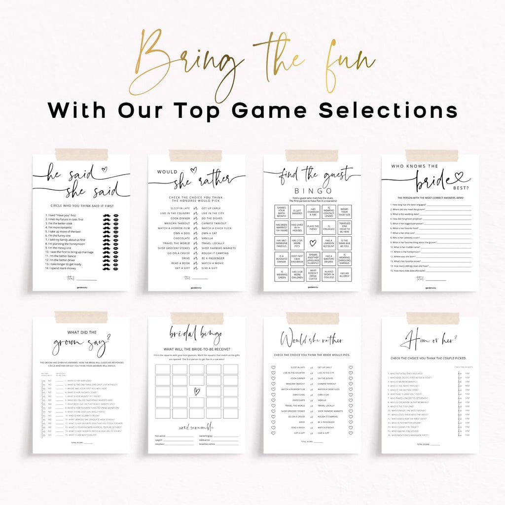 GardenCity Guess Who Bride or Groom?, Bridal Shower Games for 50 Guests, Minimalist
