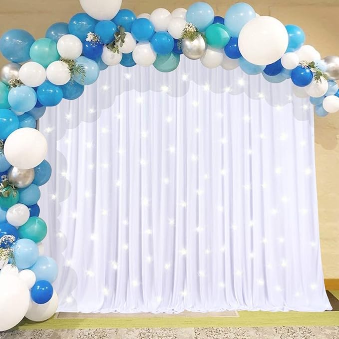 AK TRADING CO. 10 feet Wide x 12 feet Long IFR Polyester Backdrop Drapes Curtains Panels with Rod Pockets - Wedding Ceremony Party Home Window Decorations - (White)