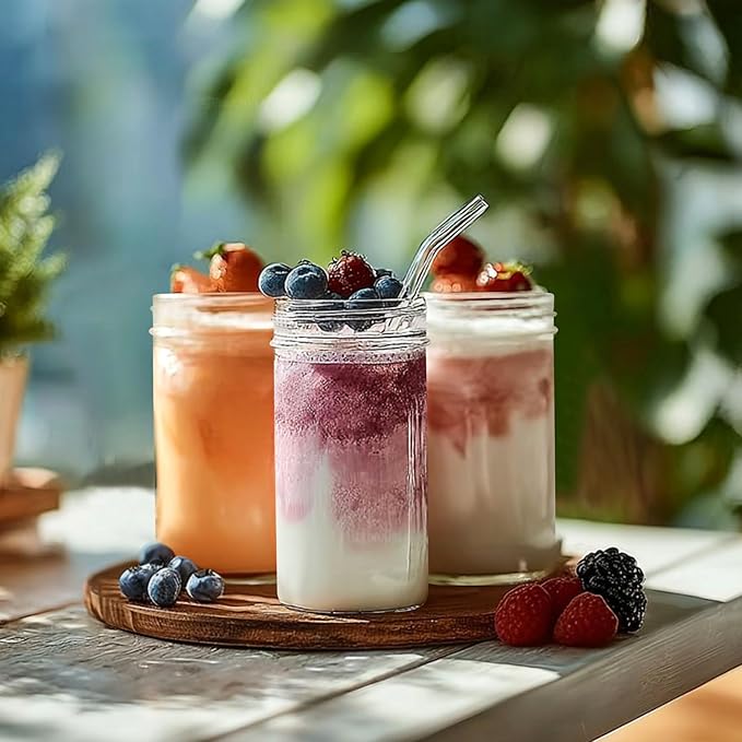ComSaf 12 oz Mason Jars with Lids 6 Pcs, Regular Mouth Canning Jars with Seal Bands, 12 oz Glass Jar with lid for Soft Drinks, Juice, Jam, Jelly, Sauce, Dessert, Overnight Oats, Pickles