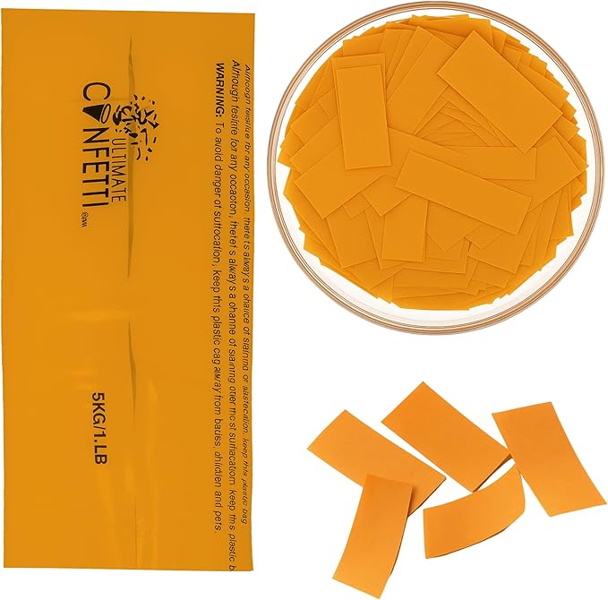 Ultimate Confetti, Orange Tissue Paper Confetti - Rectangular Fluttering Biodegradable Confetti for Cannon and Launcher use – Best for Wedding, Parties, Concerts and Live Events - 1 lb, 16 oz