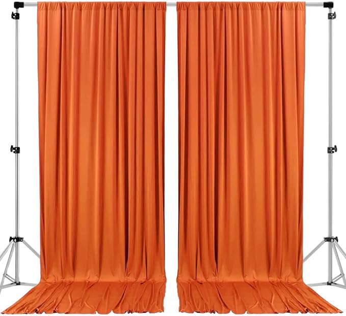 AK TRADING CO. 10 feet x 8 feet Polyester Backdrop Drapes Curtains Panels with Rod Pockets - Wedding Ceremony Party Home Window Decorations - Orange (DRAPE5X8-ORANGE) (Pack of 2)