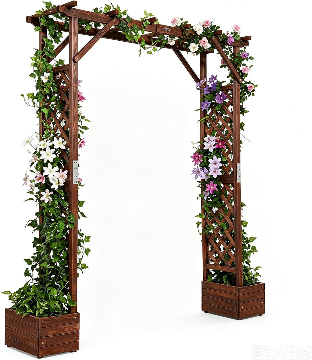 vingli wooden garden arbor with planter, wedding arch, main product view