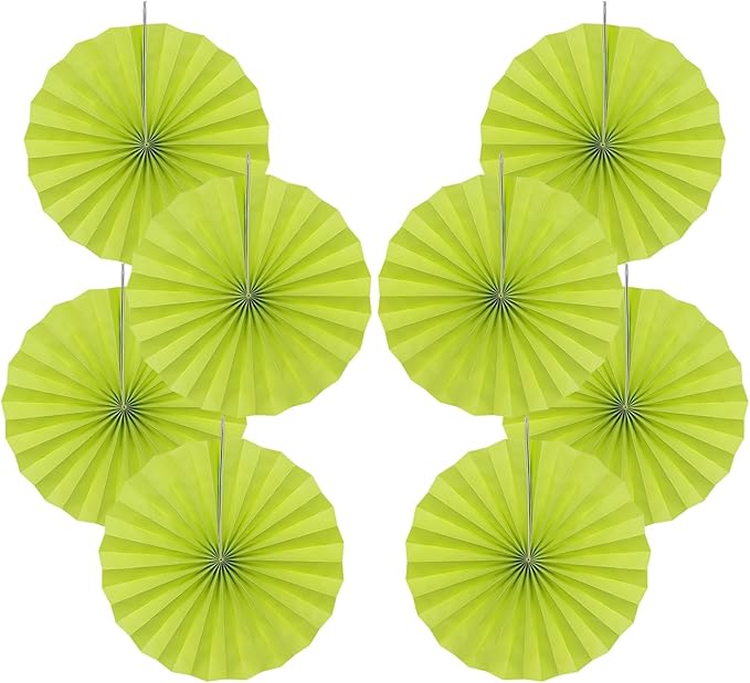 BARTHEW Green Graduation Party Decor, Tropical Party Decorations, 12in Hanging Paper Fans 30 Color DIY Set (Clear Green)
