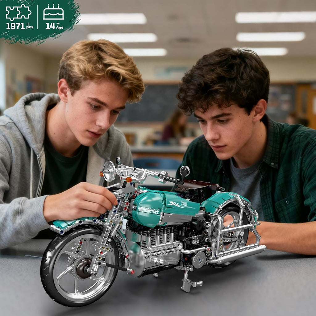 mould king 23004 american cruiser motorcycle building set, package contents