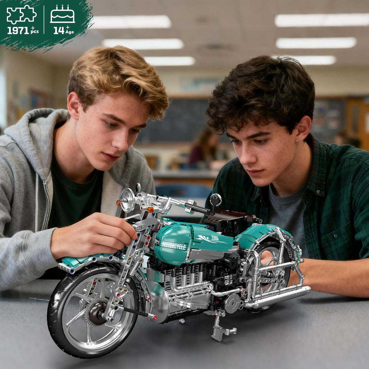 mould king 23004 american cruiser motorcycle building set, package contents