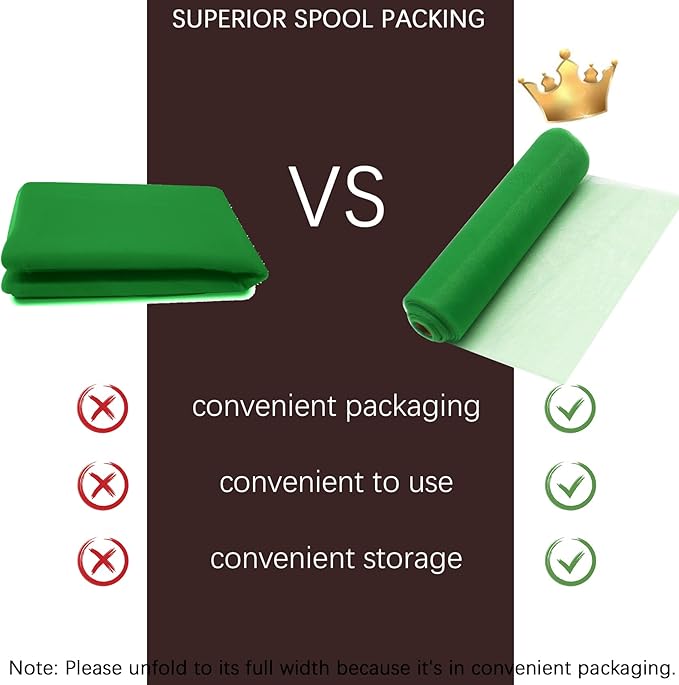 54" by 20 Yards Green Tulle Fabric Rolls - Tutu Spool Bolt for DIY Wedding, Christmas Decoration, Baby Shower, Tutu Skirt, Gift Wrapping - Large Matte Tulle, Roll Packaging (Emerald Green)