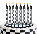 12Pcs Race Car Birthday Candles Cake Topper for Birthday Party Decorations | Black and White Checkered Flag Themed Cupcake Topper for Racing Birthday Decorations Party Supplies