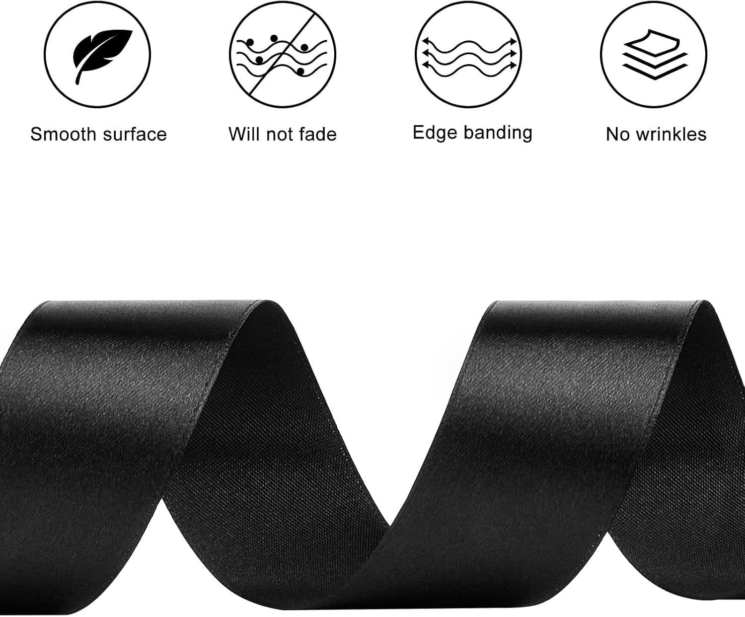 Black Satin Ribbon, 1-1/2 Inches, 50 Yards | For Bows, Flower Bouquets, Gift Wrapping, Wedding, DIY Crafts