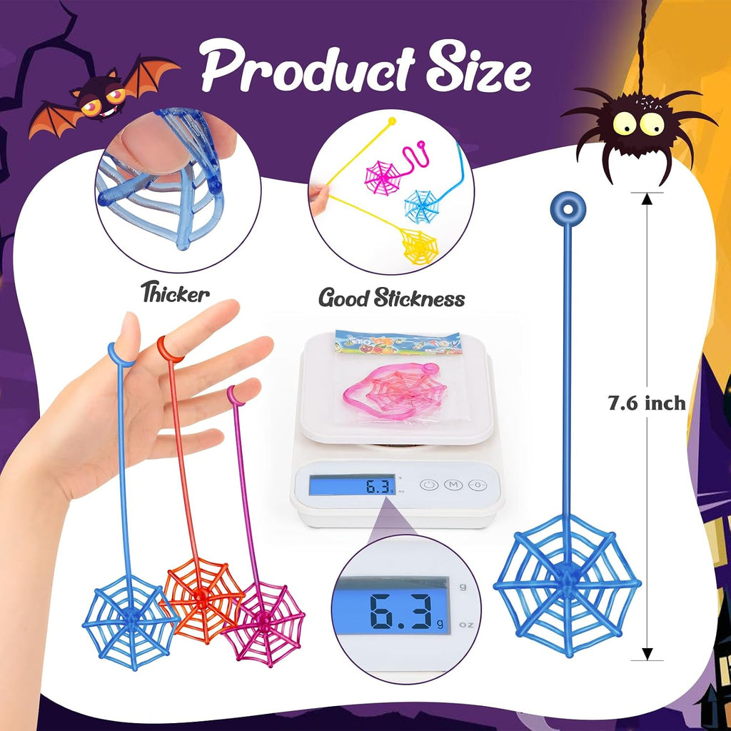30 Pcs Sticky Spider Web Sticky Hands for Kids Bulk Halloween Party Favors Decorations,Spider Webs for Classroom Prizes,Back to School Goodie Bags Stuffers Pinata Stuffers for Boys Girl