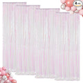 ShinyBeauty Sequin Backdrop 4 Panels White Sequin Curtains Photo Backdrop Shimmer Backgrounds for Christmas, Wedding, Studio Photography, Iridescent Party Curtains (2FTx8FT,Iridescent White)