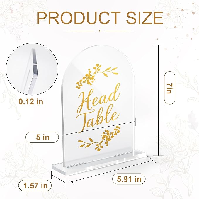 Wedding Table Numbers 1-15 Clear Acrylic Seating Number Signs for Weddings Reception Anniversary Party Decor Seat Number for Tables with Elegant Gold Lettering
