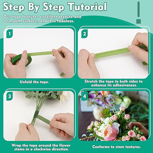 Floral Tape, 1/2inch Flower Tape, White Flower Tape for Bouquet Stem Wrap Floral Arranging Craft Projects Corsages, Wedding Bouquet