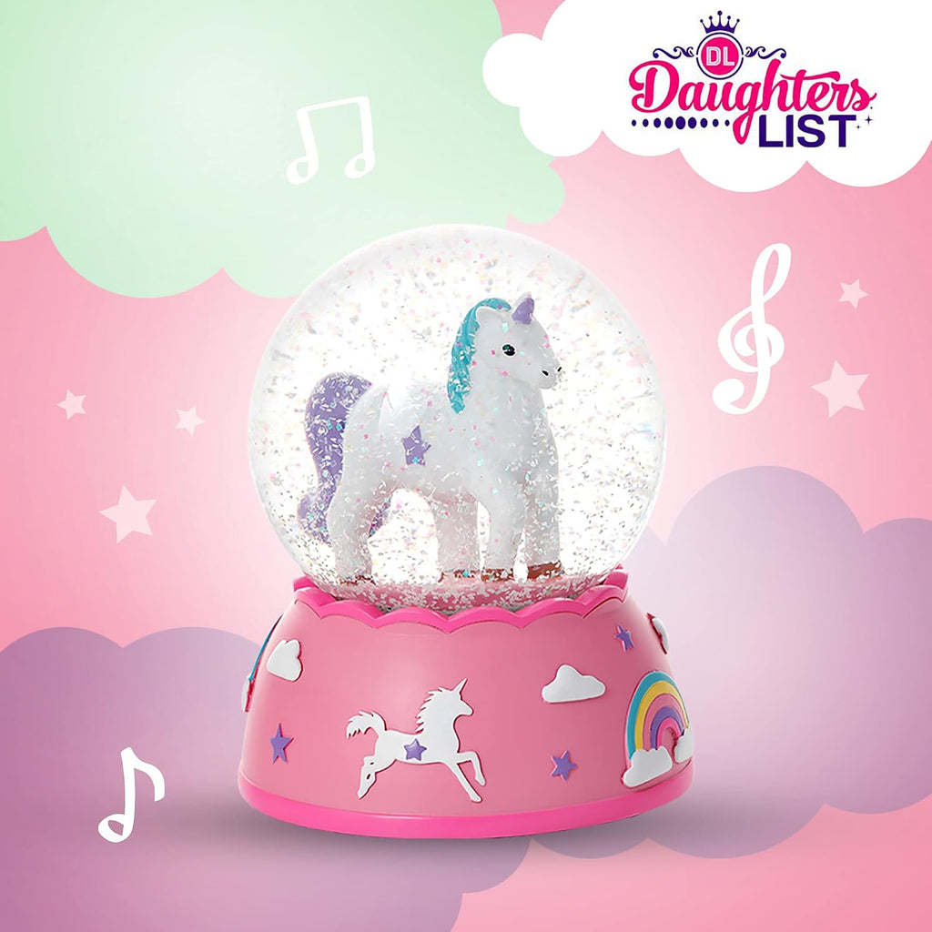 Shatterproof Unicorn Snow Globe for Girls - Hand-Painted Musical Water Globe with Glitter - Plastic Unbreakable Kids Snow Globe - Gift for Toddlers & Little Girls Ages 3+