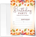 Fall Birthday Invitation Cards with Envelopes Pack of 20 (4"x6") - Leaf Autumn Themed Birthday Party Invitations.(159)