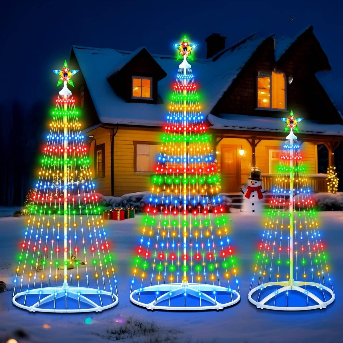 outdoor lighted christmas trees with remote control, main product view