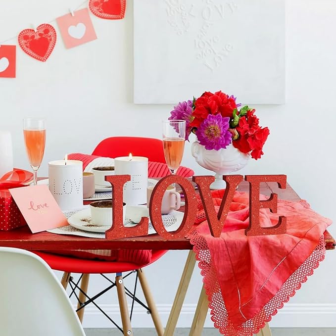 TONIFUL 8 Inch Red Glitter Letter V Table Centerpiece A-Z Red Birthday Party Decorations,Red Alphabet V for Birthday,Chrismas,Graduation,Bridal Shower,Wedding,Anniversary Party Supplies