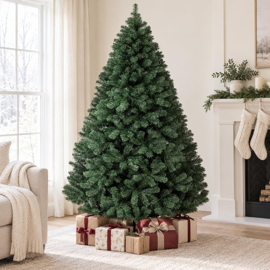 6ft artificial christmas tree, realistic full unlit holiday, package contents
