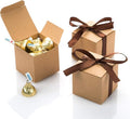 AWELL Kraft Gift Candy Box Bulk 2x2x2 inches with Brown Ribbon Party Favor Box,Pack of 50