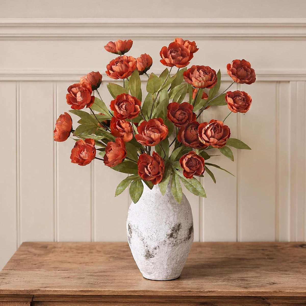 27" faux silk peony artificial fall flowers stems on a desk or shelf