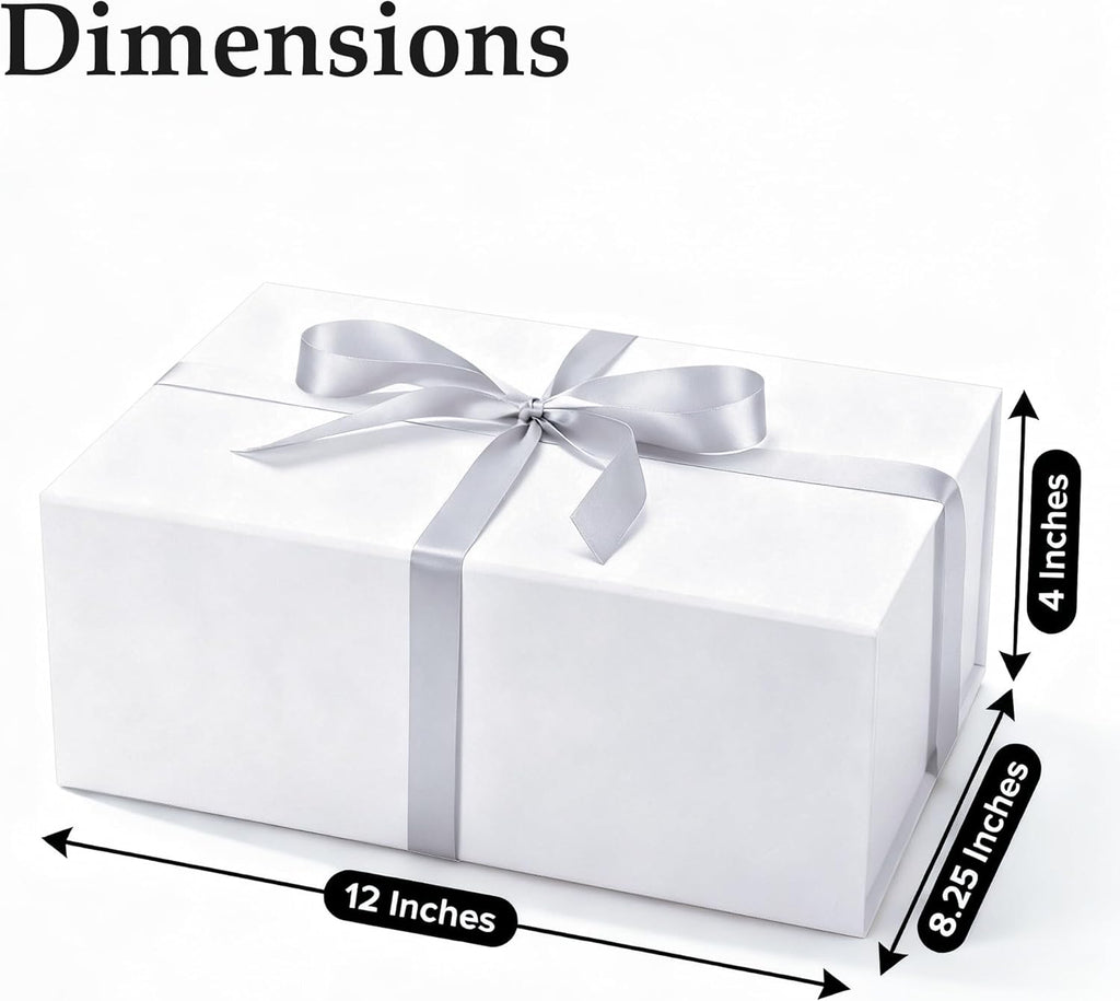 KIAMITH 3 Pack White Magnetic Gift Boxes, 12x8.25x4 Inches Large Luxury Gift Box with Lids, Collapsible Gift Box for Present, Bridesmaid Proposal, Weddings, Birthdays, Groomsmen Boxes, and Graduation