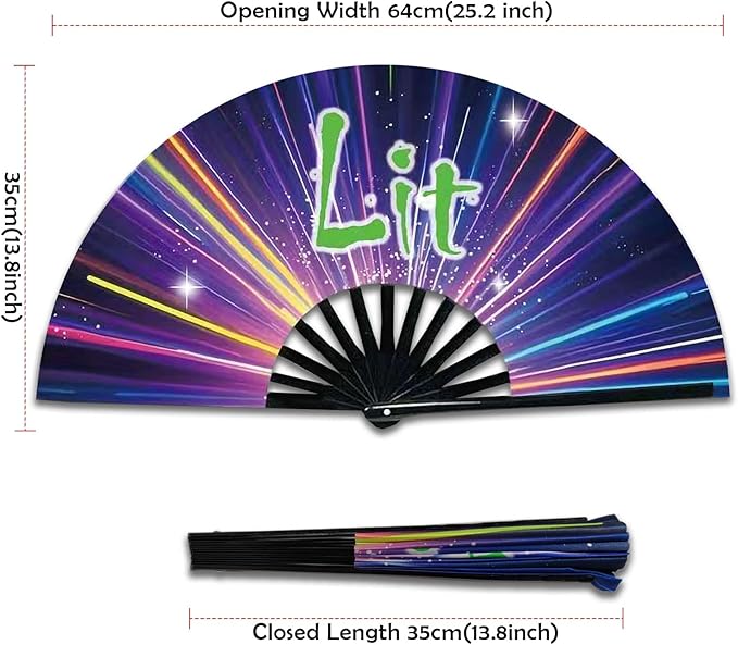 Boots on The Ground Fan, Large Folding Hand Fan for Women and Men, Popping Fans for Line Dancing for Raves, EDM, Dance Party, and Home Decoration