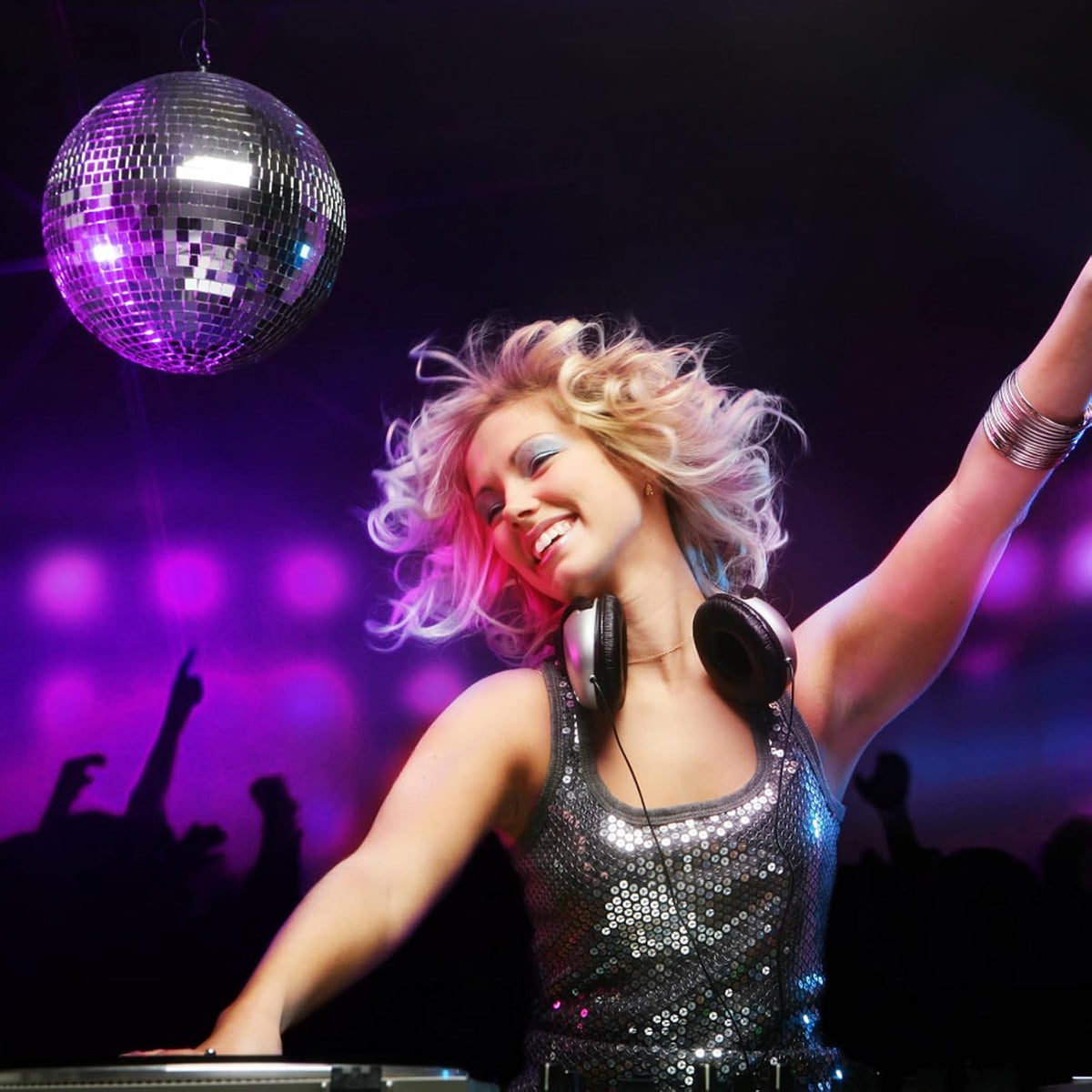Disco Ball with Motor and 6" Mirror Ball, 10RPM Discoball Spinner and Light