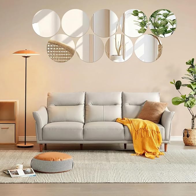 18 Pack Round Mirror Trays, Non Glass Acrylic Round Mirror Centerpieces for Wedding Tables Candle Plate Circle Mirrors Wall Mirror Tiles for Centerpieces Crafts Christmas Decorations (8inch,10inch)