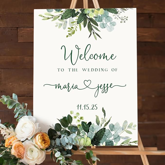 Wedding Welcome Sign Personalized for Ceremony and Reception, Custom Welcome to the Weddings Sign for Celebration Decor, Congrats Happy Poster Vertical & Horizontal - Bride & Groom