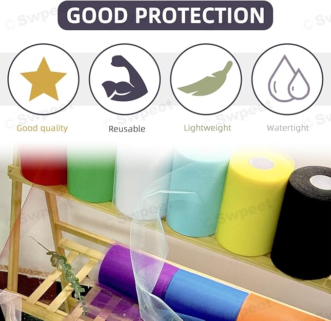 Swpeet 6 Inch by 100 Yards Pink Tulle Fabric Roll, Fabric Spool Tulle Ribbon, Netting Polyester Spool Ideal for DIY Handmade Birthday Party Wedding Decorations Christmas Craft Supplies