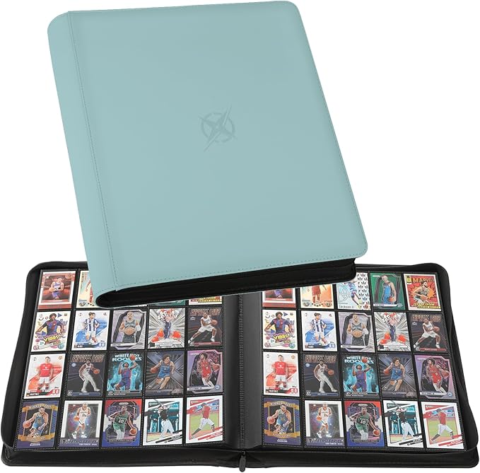 20-Pocket Card Binder, Trading Card Binder Holds 2000 Cards, Premium Zippered Trading Card Album Compatible with TCG, Game & Sports Cards (Sky Blue)