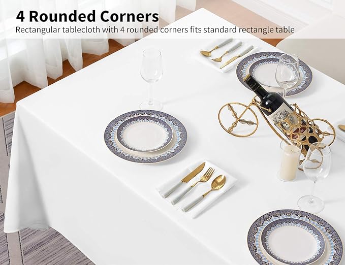 Surmente White Rectangle Tablecloth 60 x 102-inch Rectangular Polyester Table Cloth for Weddings, Banquets, or Restaurants