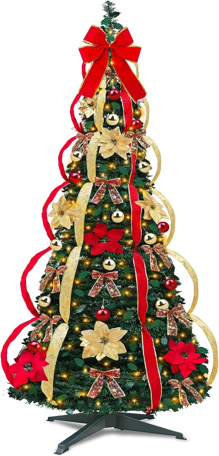 6.5 ft pop up christmas tree,prelit 200 warm, main product view