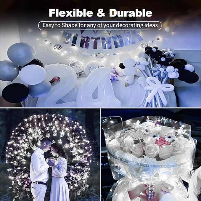 30 Pack LED Fairy Lights Battery Operated,3 Features Blinking Slowly Blinking & just on 7FT 20 LED Waterproof Mini Twinkle String Lights for Wedding Party Christmas Decorations,White