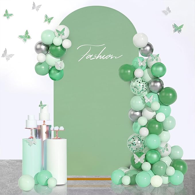 SoarDream Arch Backdrop Cover Sage Green Spandex Fitted 5FT Wedding Arch Covers Balloon Round Top Chiara Arch Backdrop Fabric for Wedding Birthday Party Stage Decoations