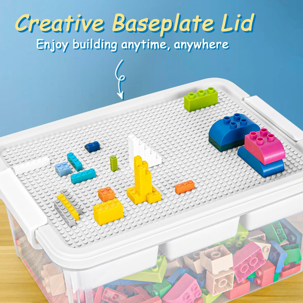 tergoo 17qt multipurpose plastic storage box with baseplate, side view