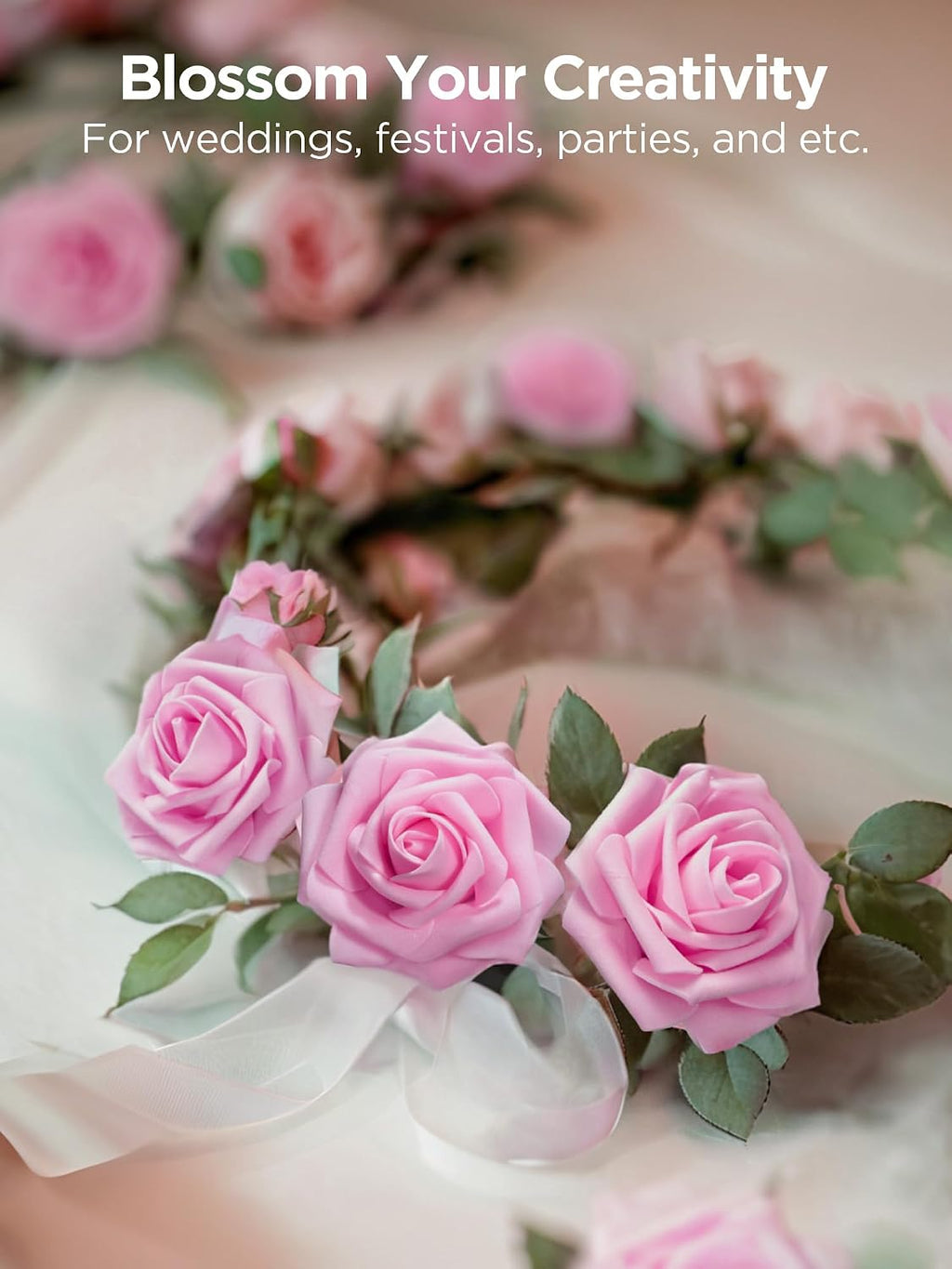 innogear fake roses 50 pcs pink flowers artificial, package contents