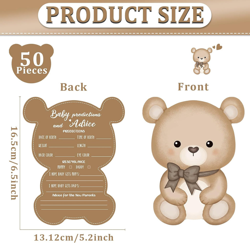Justforjoyful 50 Pcs Teddy Bear Baby Shower Game Set Prediction and Advice Cards We Can Bearly Wait Baby Shower Decorations Bear Best Wishes Gender Neutral Game Party Activity Supplies