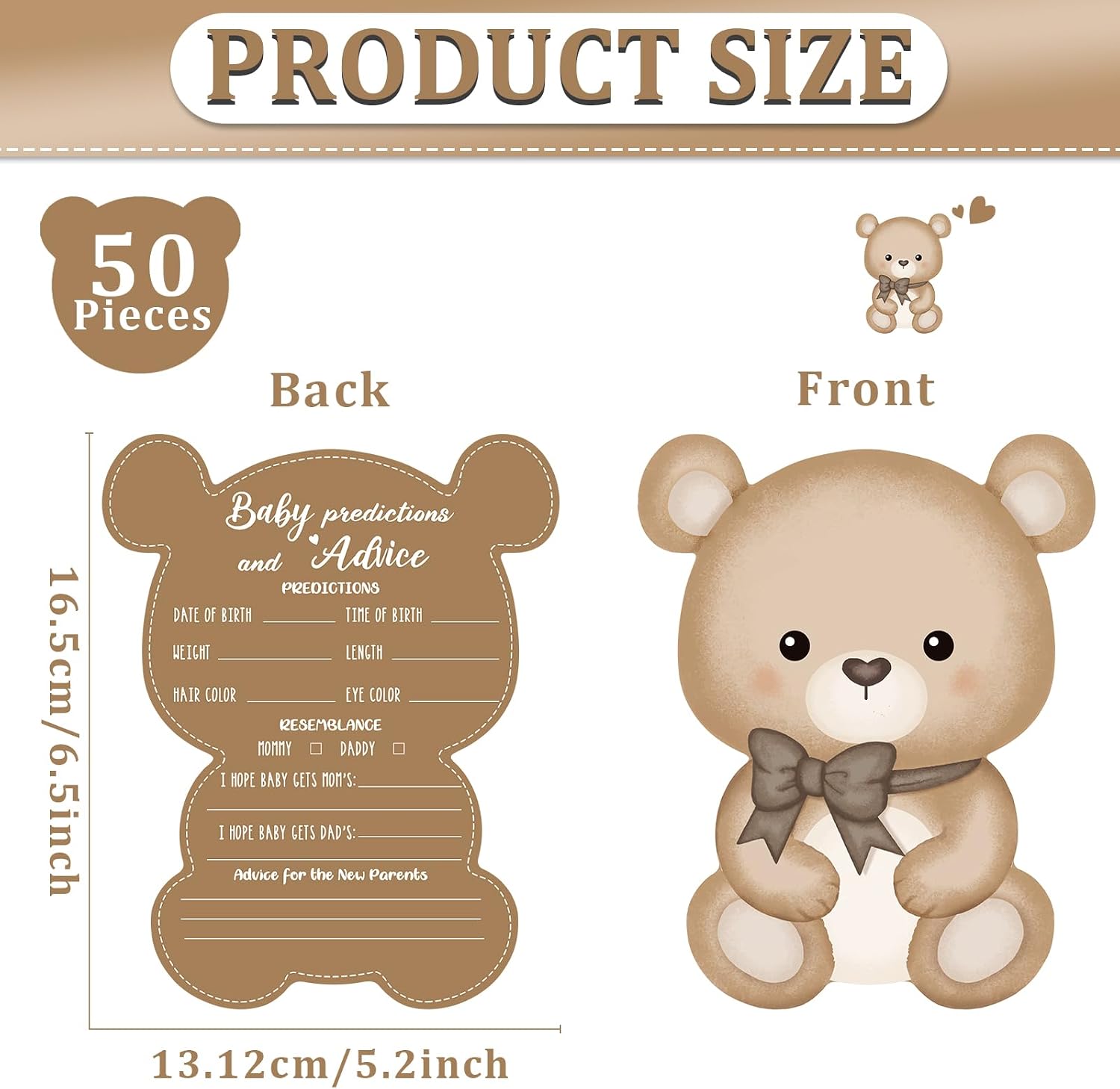 Justforjoyful 50 Pcs Teddy Bear Baby Shower Game Set Prediction and Advice Cards We Can Bearly Wait Baby Shower Decorations Bear Best Wishes Gender Neutral Game Party Activity Supplies