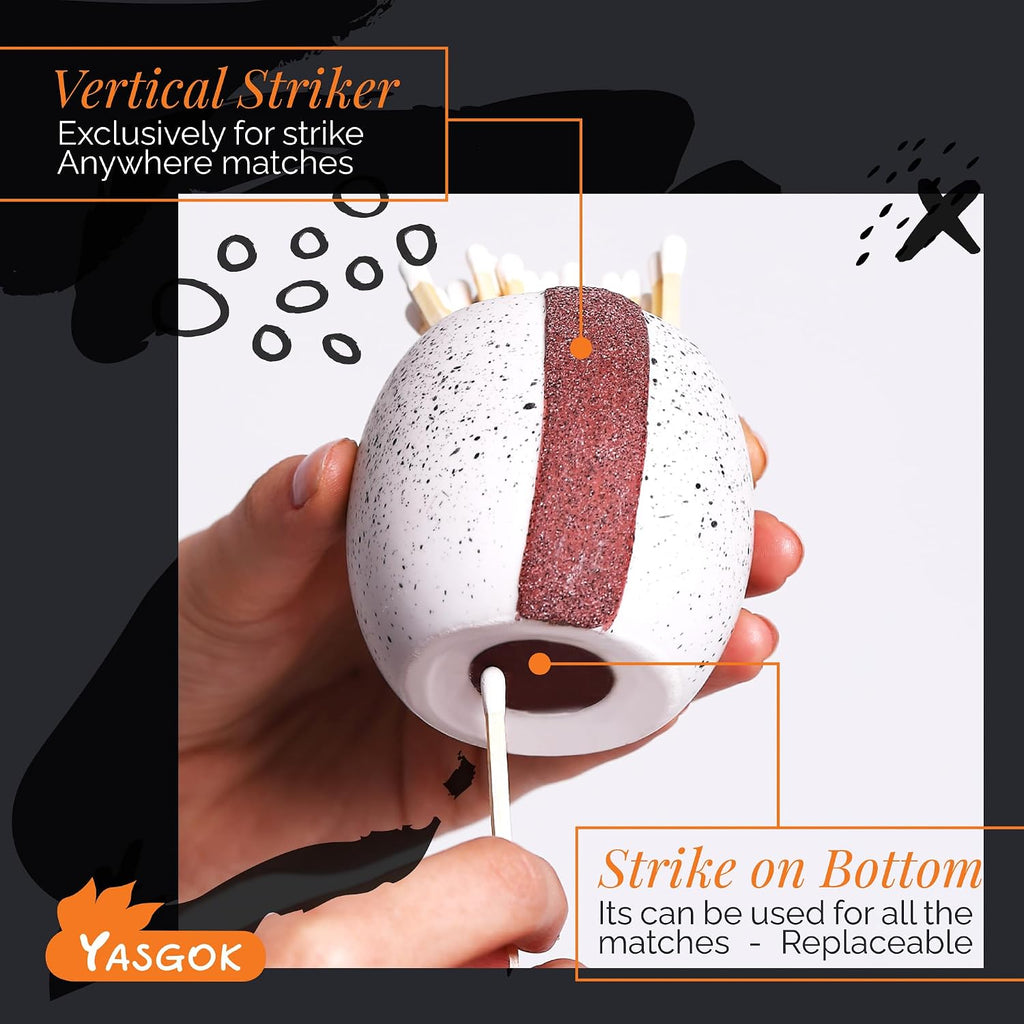 Ceramic Match Holder With Striker (Set of 2) | Cute Decorative Box | Matches for Candles in a Jar | Modern Home Decor Gifts | Matches NOT Included