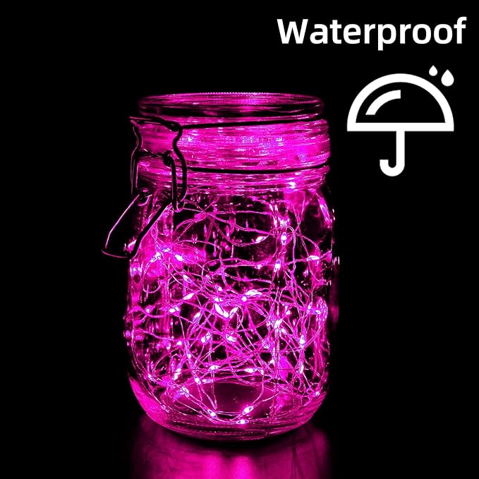 LAMPHOME 20 Pack Fairy Lights Battery Operated String Lights, 20 LED on 6.6FT Silvery Copper Wire, Firefly Fairy String Lights for Wedding Party Mason Jar Christmas Decorations Bedroom Decor(Pink)