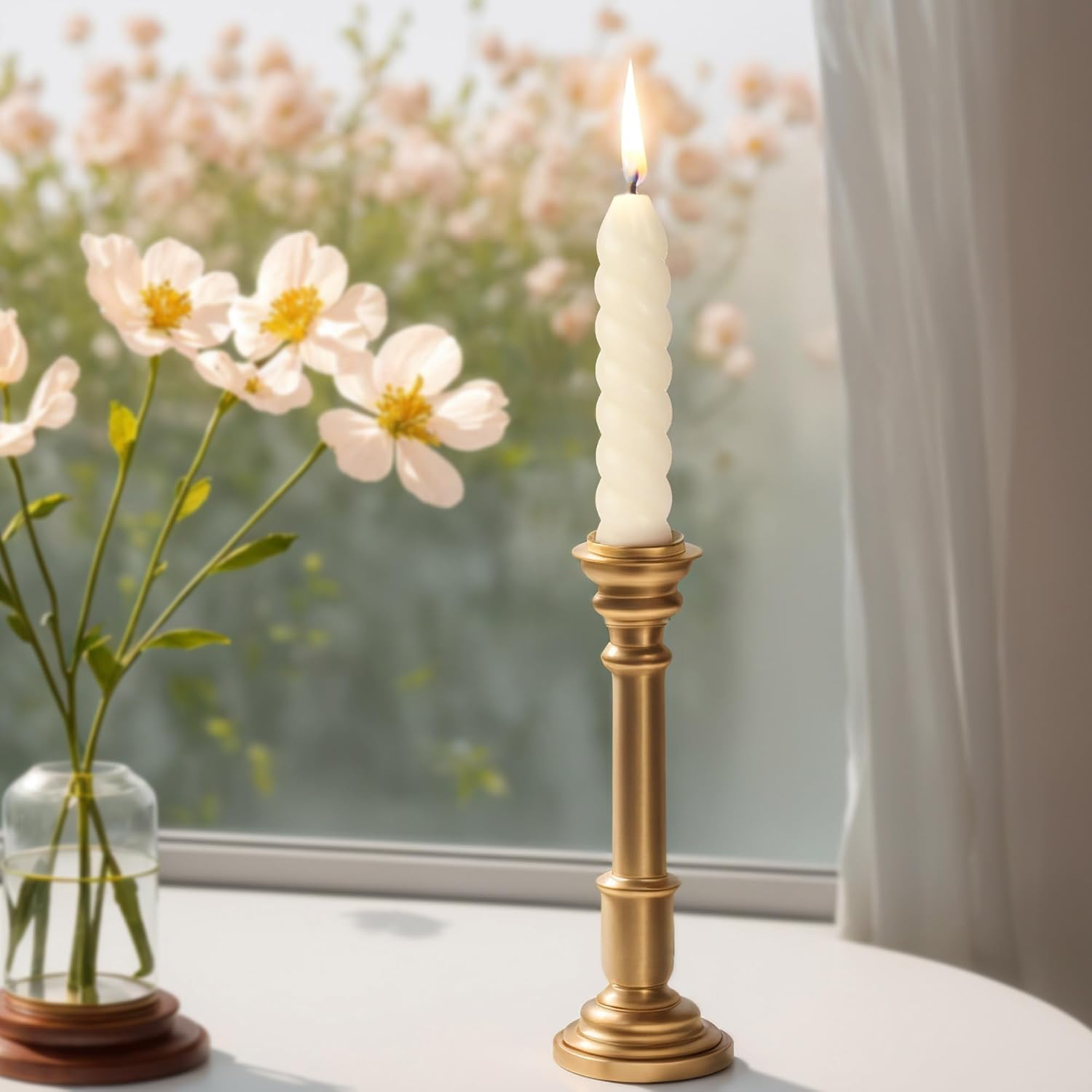 5 Inch Spirat Tapared Candles 10 Pack,0.78" Diameter Ivory Naturel Bee Candles Candlestick,7 Hours Long Lasting Smokeless and Unscented for Home Decoration