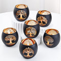 SHMILMH Black Gold Votive Candle Holders 6 PCS Tree of Life Glass Tealight Candle Holders Wedding Decorations for Reception, Birthday Party, Baby Shower, Bridal Shower Table Centerpiece Decor