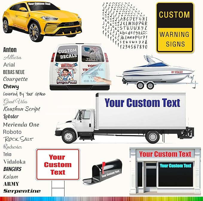 Personalize Your OWN Windshield Decal - Custom Vinyl Sticker Car Window - Car Windshield Graphic Name Letters Car Truck Door Banner（2PCS）