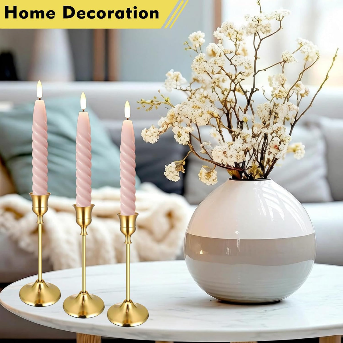48Pack Brass Gold Metal Taper Candle Holders Vintage Candlestick Holder Set