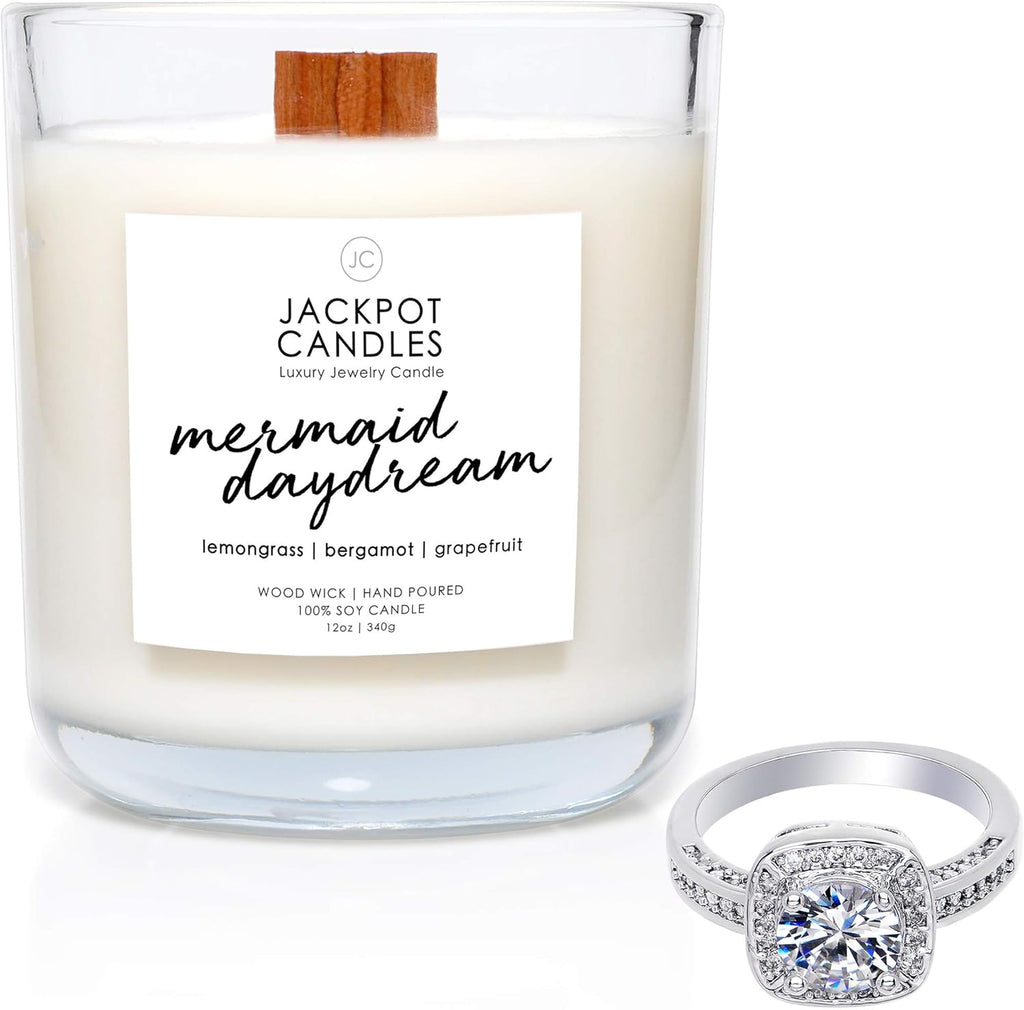 Mermaid Day Dream Candle with Ring Inside (Surprise Jewelry Valued at $15 to $5,000) Ring Size 7
