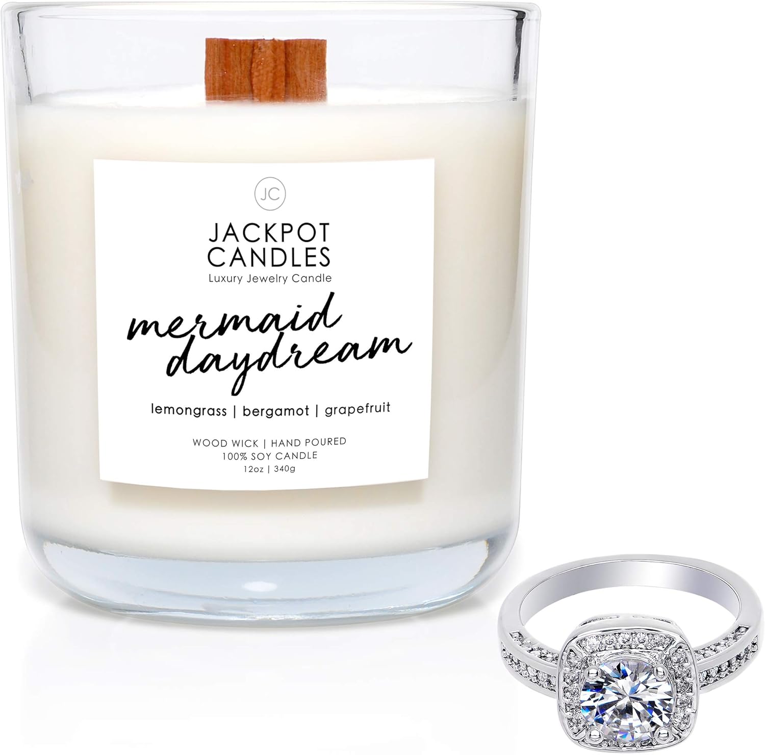 Mermaid Day Dream Candle with Ring Inside (Surprise Jewelry Valued at $15 to $5,000) Ring Size 7