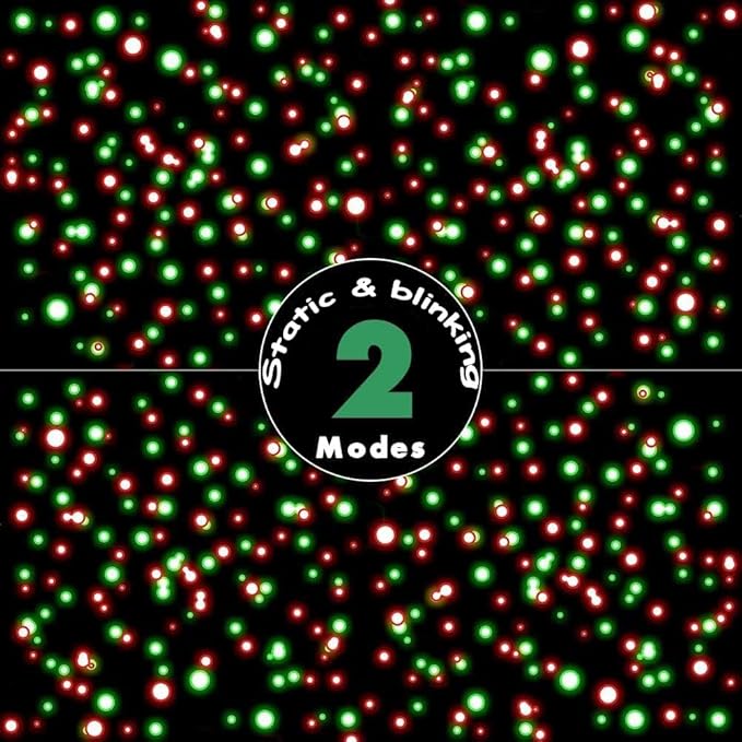 Christmas Laser Light Projector Red and Green Star Laser Lights Show with Timer for Outdoor Decorations Waterproof Landscape Lighting for Christmas and Holidays