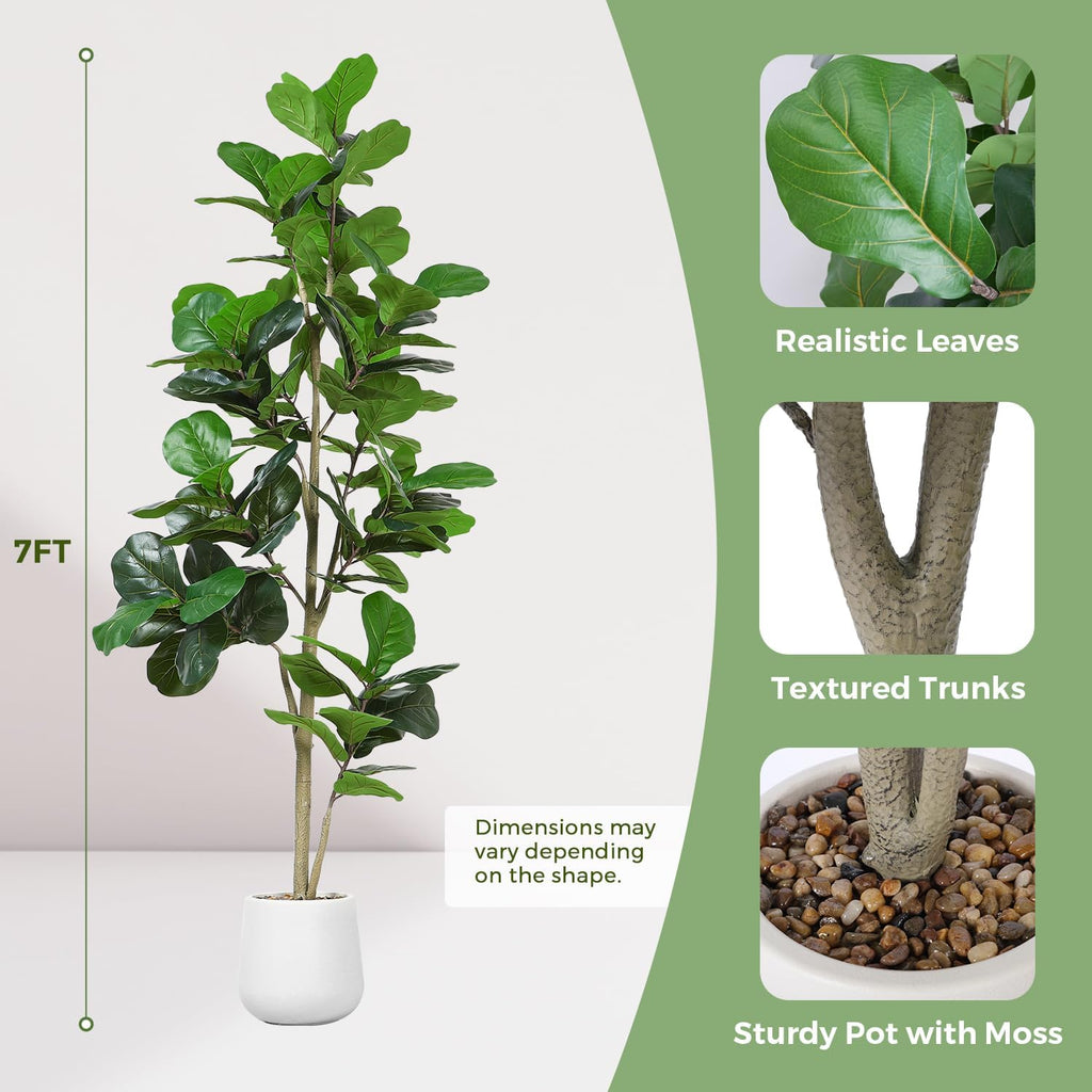 jocoevol artificial fiddle leaf tree, 7ft faux plant shown in use