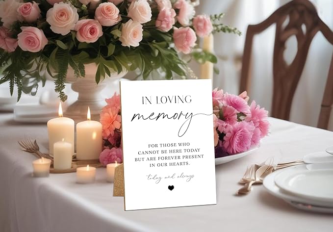 Wedding Memorial Sign, 8x11 White Minimalist Style Memorial Table Sign for Wedding, In Loving Memory Sign,Wedding Decorations, Wedding Table Decor, Memorial Gifts For Loss of Loved One -7
